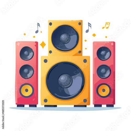 Colorful Stereo Speakers Illustration
