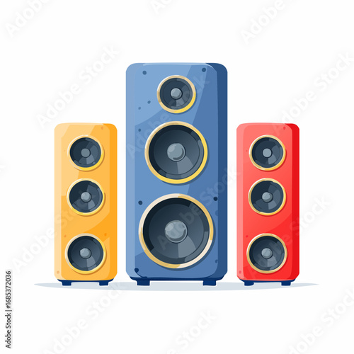 Colorful Stereo Speakers On White Background