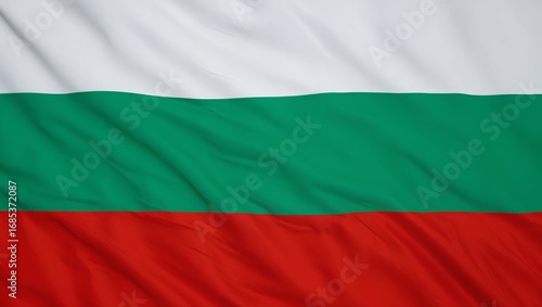 Bulgarian National Flag with Textured Fabric and Wrinkles