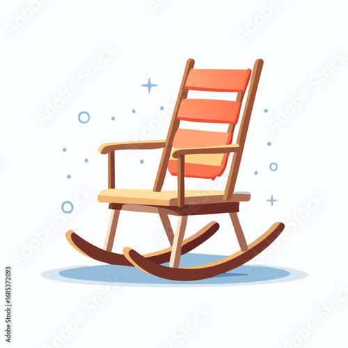Cartoon Rocking Chair With Orange Backrest