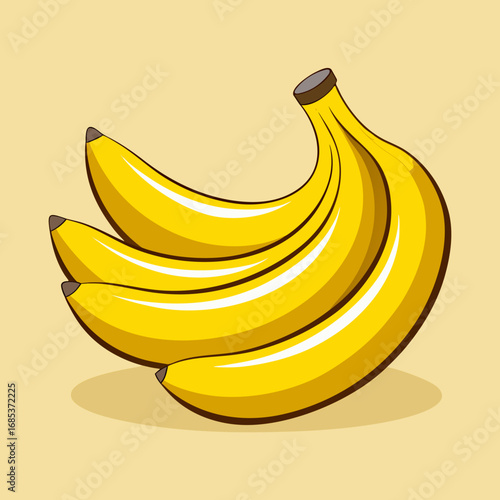 A bunch of bright yellow bananas with a simple cartoon style