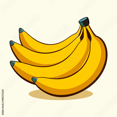 A bunch of bright yellow bananas with a subtle shadow