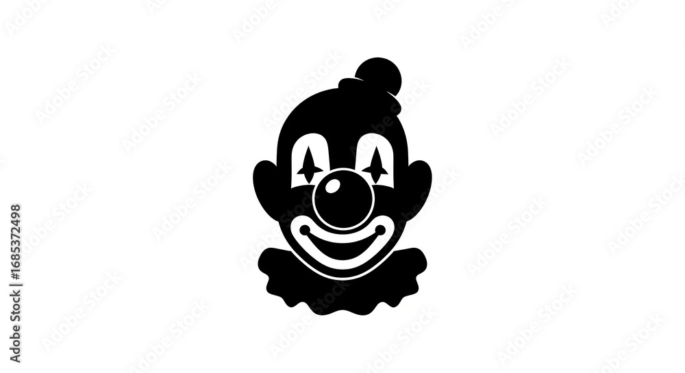 Fototapeta premium Black and white clown head graphic