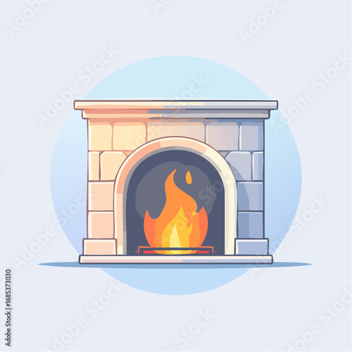 Pixel Art Fireplace with Burning Fire