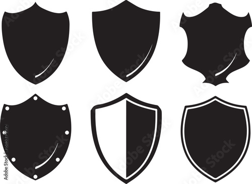 Collection of black shields silhouette