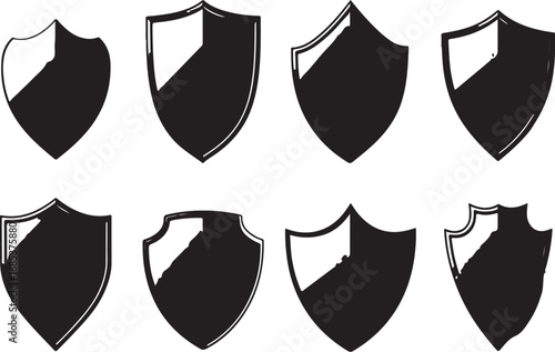 Collection of black shields silhouette