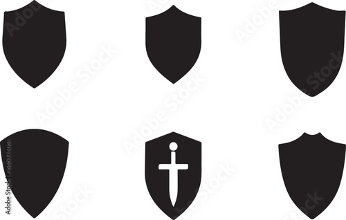 Collection of black shields silhouette