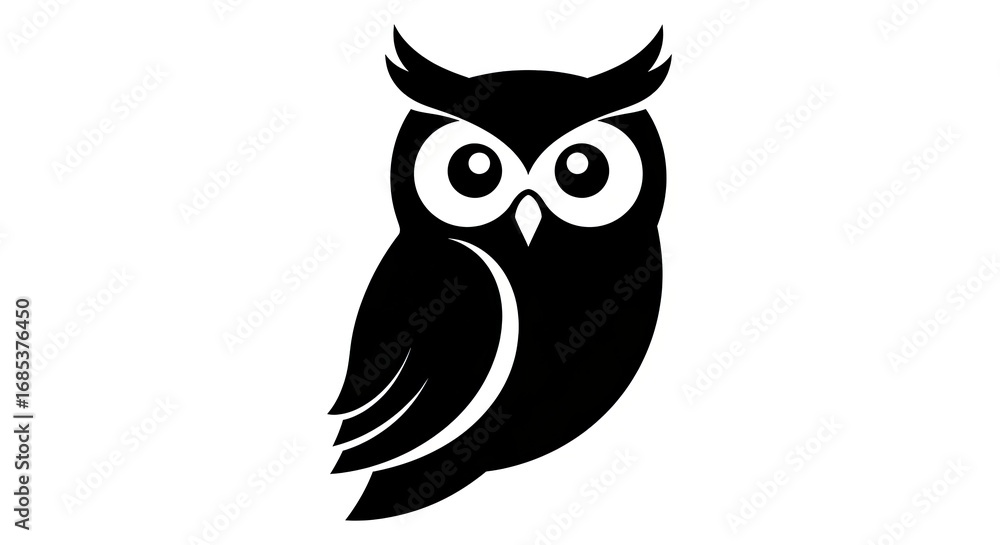 Fototapeta premium Black silhouette owl graphic design
