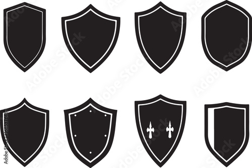 Collection of black shields silhouette