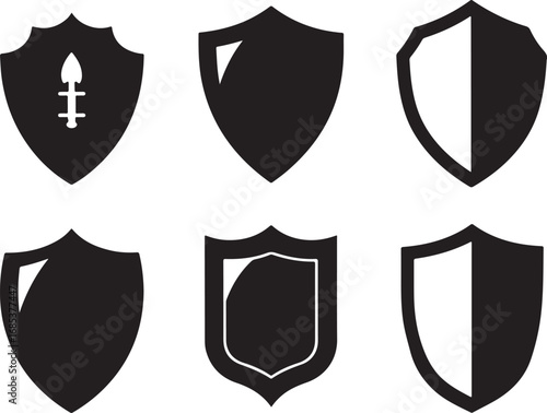 Collection of black shields silhouette