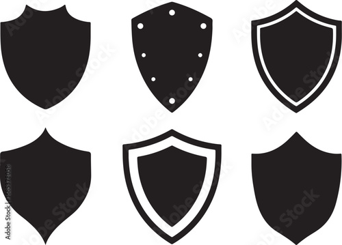 Collection of black shields silhouette