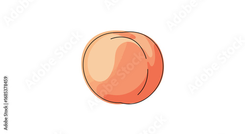 A Simple Cartoon Illustration of a Fresh Juicy Peach Fruit with a Smooth Texture and a Delicate Shadow Indicating Its Round Form