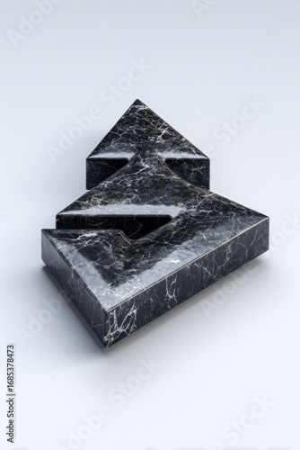 Abstract Dark Marble Arrow - Ascendancy, 3D Render.