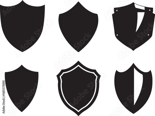 Collection of black shields silhouette