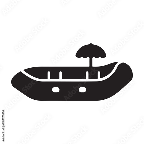 Inflatable Raft with Sunshade Silhouette Perfect for Summer Fun and Recreation Designs and Vector Graphics Ideal for Travel and Adventure Themes