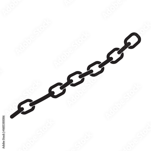 Isolated black chain illustration on white background representing connection strength and security concept for various designs and presentations