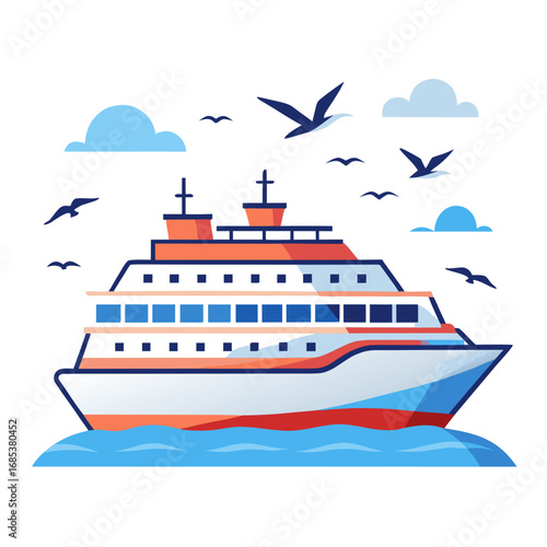 vector illustration of a ship