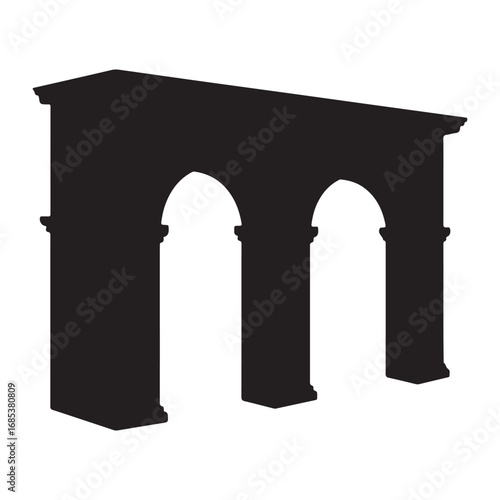 Majestic Aqueduct Silhouette Vector Image with Ancient Architecture and Elegant Arches perfect for historical or architectural designs