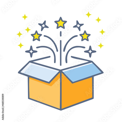 open box with colorful flowers celebration