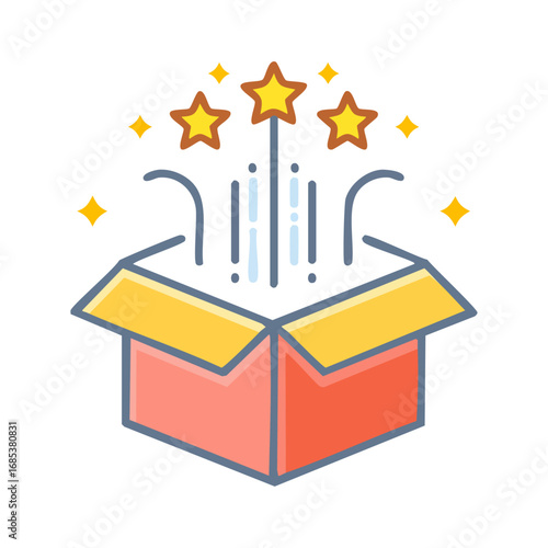 open box with colorful flowers celebration