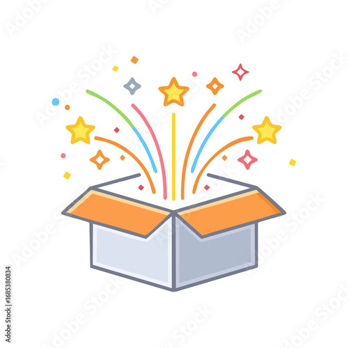 open box with colorful flowers celebration