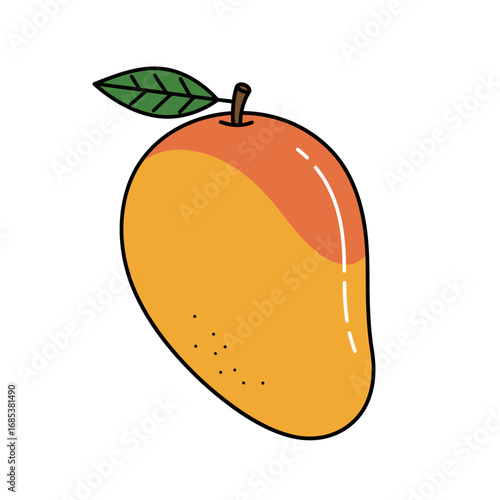 Fresh ripe mango illustration with vibrant colors perfect for food blogs, recipe cards, and healthy eating campaigns