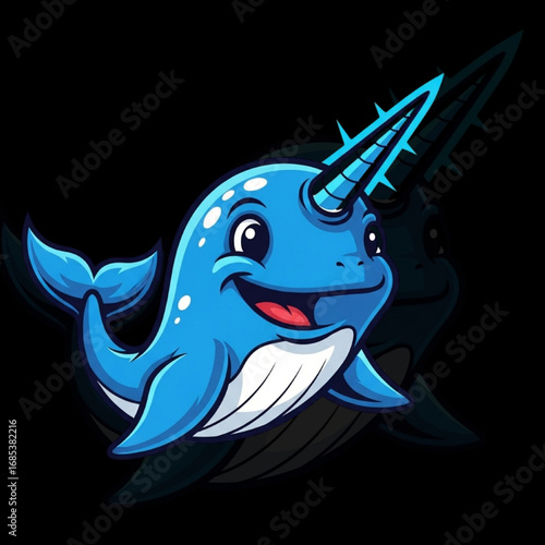 Cute Narwhal Mascot Logo Vector for Kids, Ocean Games, and Fun Branding