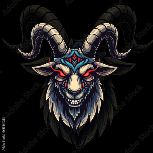 Mythical Evil Goat Mascot Logo Vector for Esports, Fantasy, and Gaming Branding

