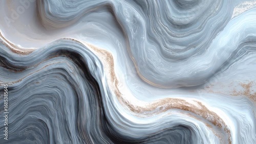 Abstract Blue and White Marble Texture with Golden Veins Design