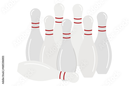 Set of Pins. Vector illustration of bowling equipment on white background