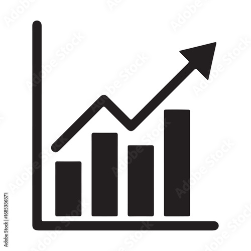 Rising bar graph with upward arrow showcasing business growth and economic success symbolizing financial performance and market improvement