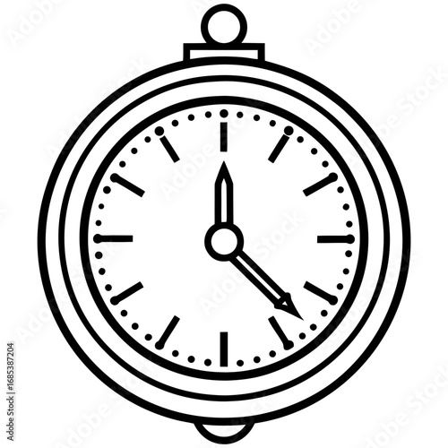 Vintage Metal Clock line art vector