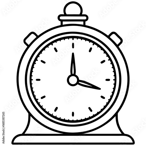 Vintage Metal Clock line art vector
