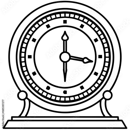 Vintage Metal Clock line art vector