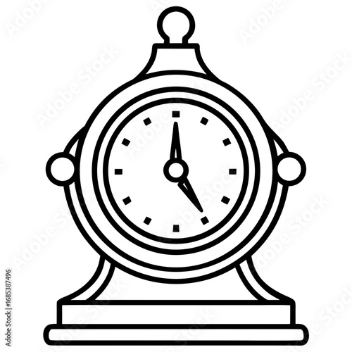 Vintage Metal Clock line art vector