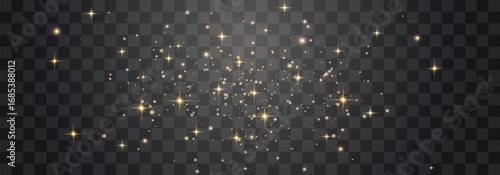 Magical light dust with a soft glow. Floating particles of light. A Christmas light effect with sparkling fairy dust shining on a transparent background. Vector illustration in PNG format