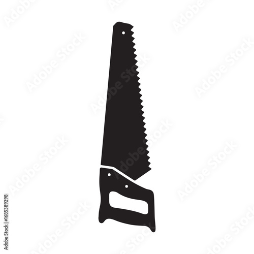 Silhouette of Hand Saw for Woodworking and Carpentry Projects Precision Cutting Tool Black and White Vector Illustration Simple Design