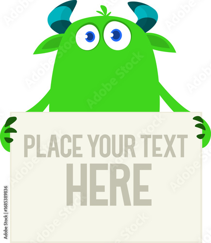Cartoon funny monster character design with funny face expression. Halloween vector illustration 