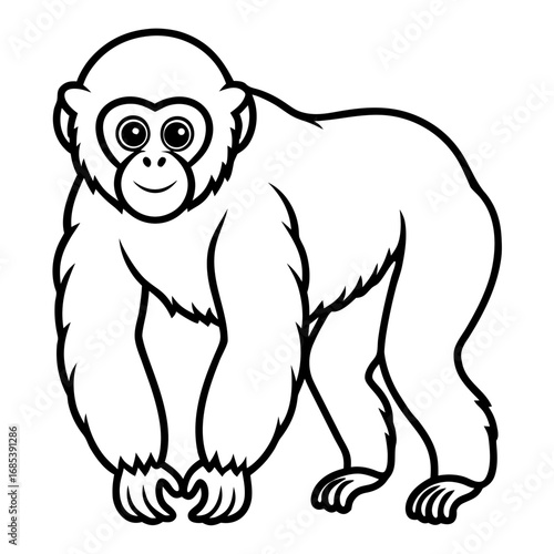 Silvery gibbon line art vector