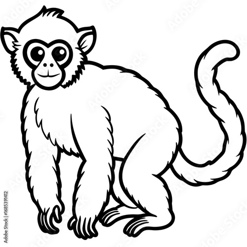 Silvery gibbon line art vector
