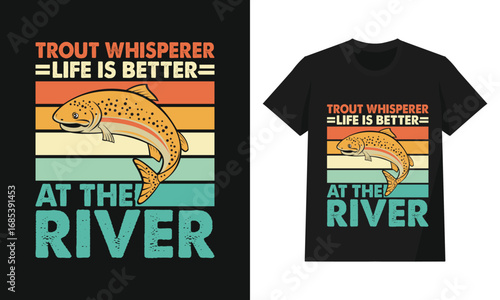 Trout Whisperer Retro Fishing Quote Vector Illustration