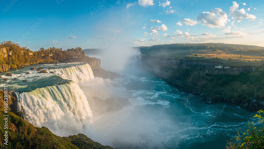 Fototapeta premium Breathtaking View of Majestic Waterfalls at Dusk