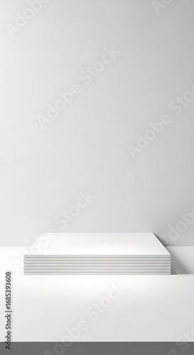 Minimalist White Stacked Podium on a Clean Background