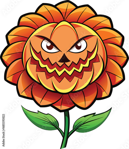 Haunted Zinnia Halloween Spooky Pumpkin Flower Design