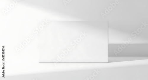 Clean White Square Podium in Modern Studio with Soft Shadows