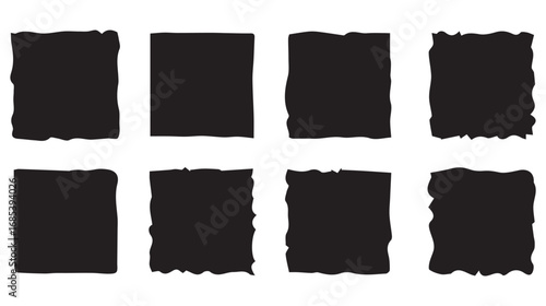 Black and white set of paper and objects illustration