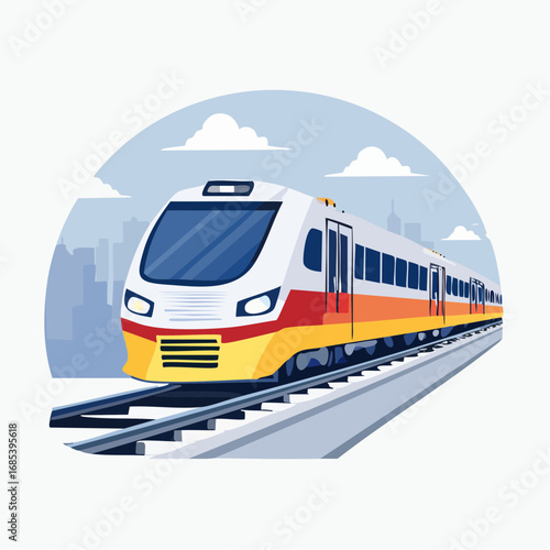 Modern Colorful Train In City