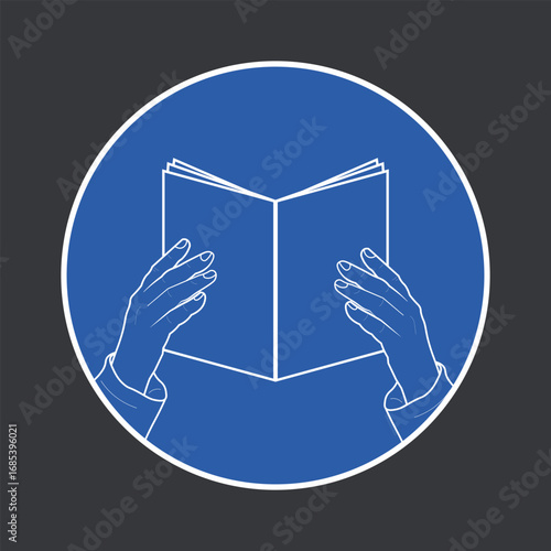 Isolated notice label sticker icon with open book, instruction sign for safety guidance, please read and understand manual book carefully before using.