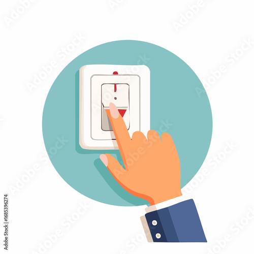 Hand Turning On Light Switch