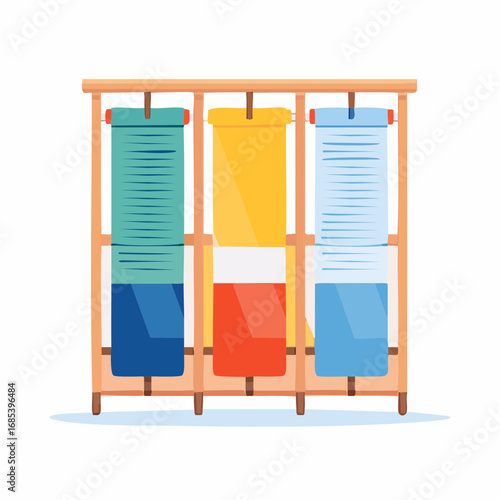 Wooden Display Stand With Colorful Scrolls